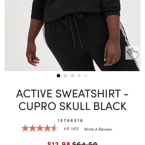 Torrid active sweatshirt skull cupro skull black size 3X - Picture 6 of 10